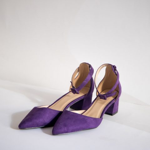 scarpe viola tacco medio